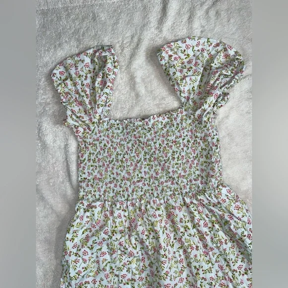 J. Crew Cottagecore 100%Cotton Short-sleeve smocked dress in meadow floral Sz XL - Picture 4 of 12